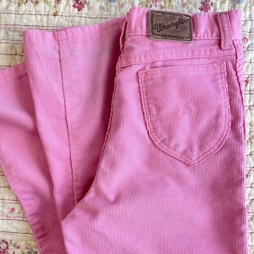 70s Wrangler Pink corduroy straight leg jeans